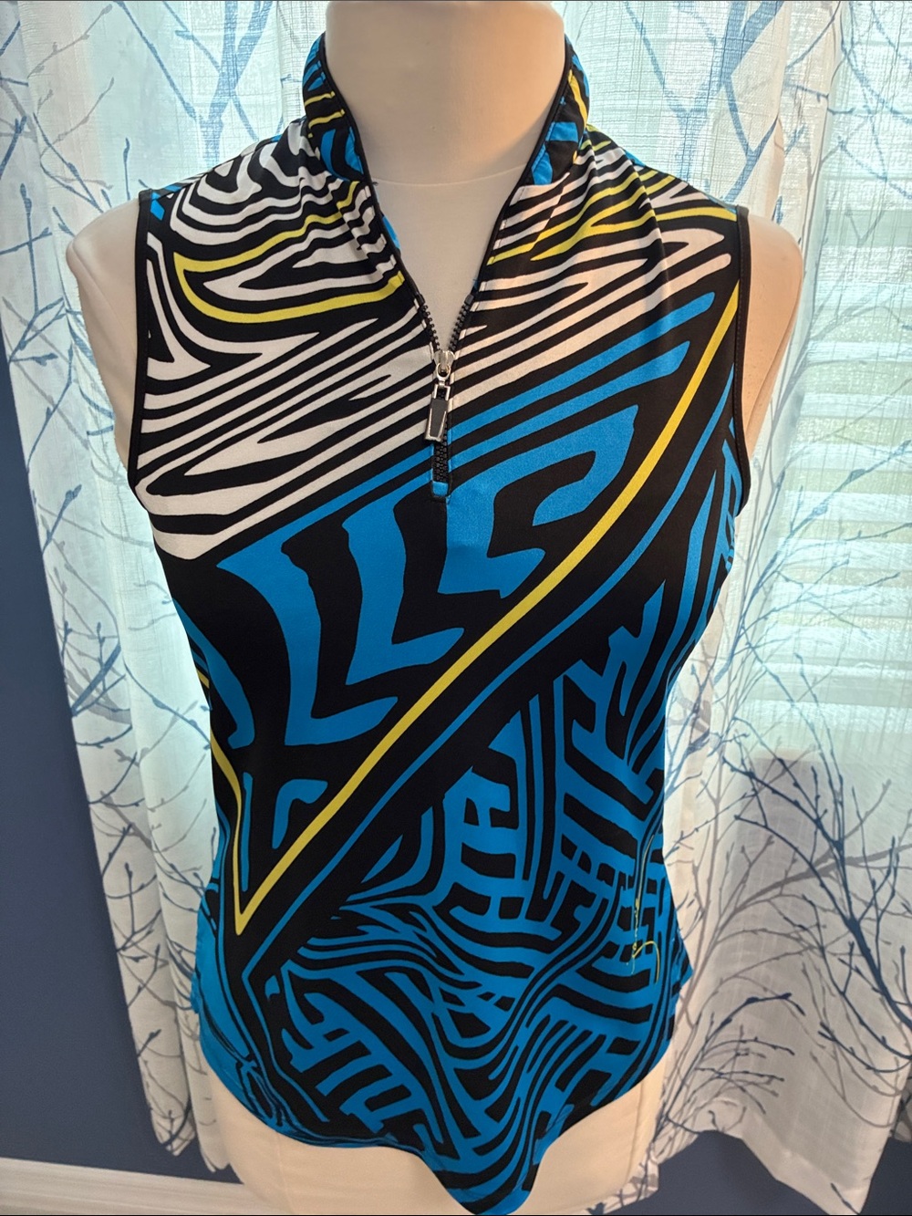 Jamie Sadock sleeveless Zip-Front Graphic Top